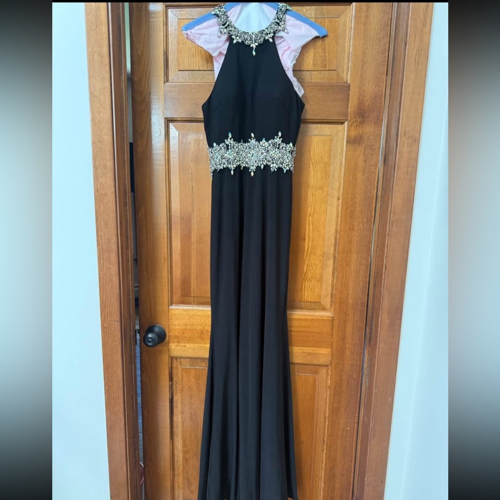 Eureka Black Halter Neck Gown with Jewels
